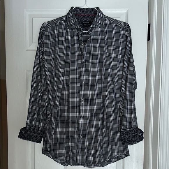 Bugatchi NWOT Men's Black and White Plaid Shirt - Picture 3 of 5